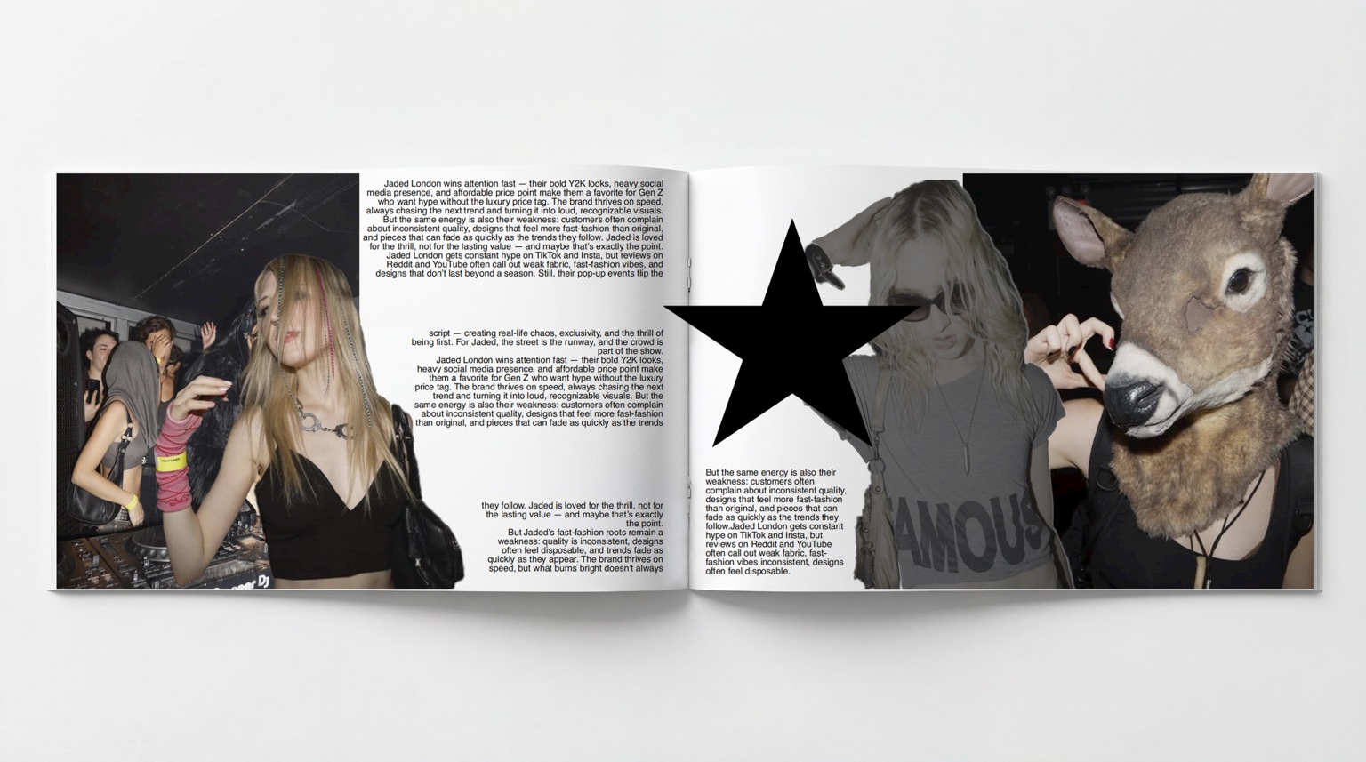 Jaded London editorial spread 4: Nightlife photographs and star graphics